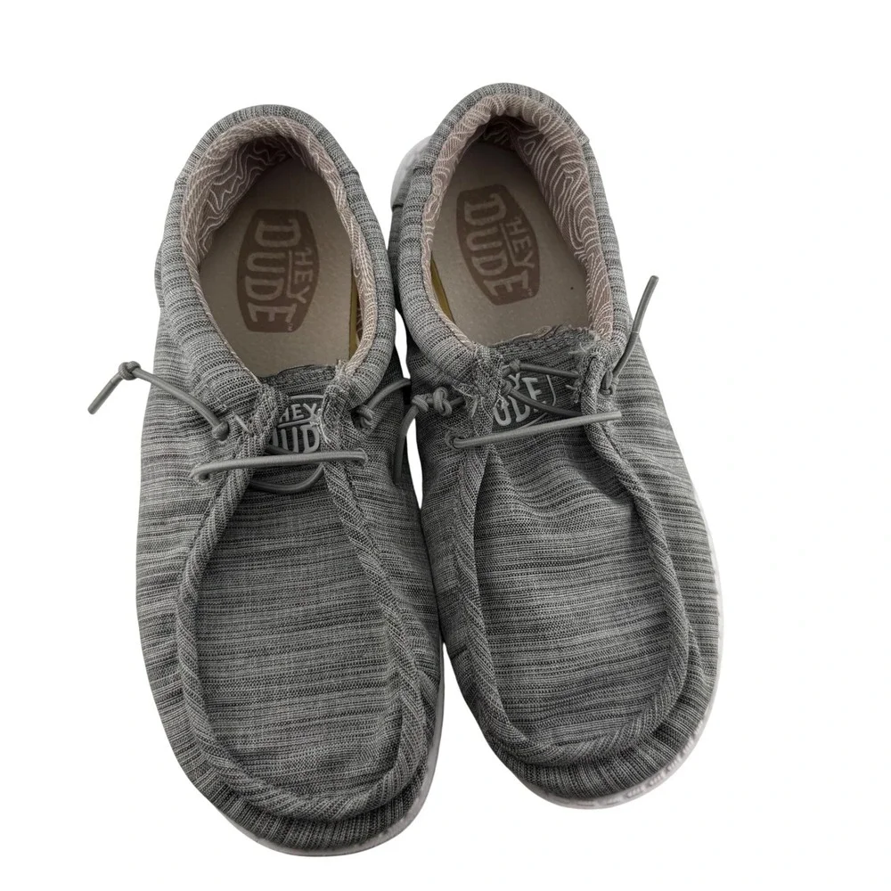Hey Dude Wally Loafers Kids Size 5 Grey Textured Slip On Casual Shoes